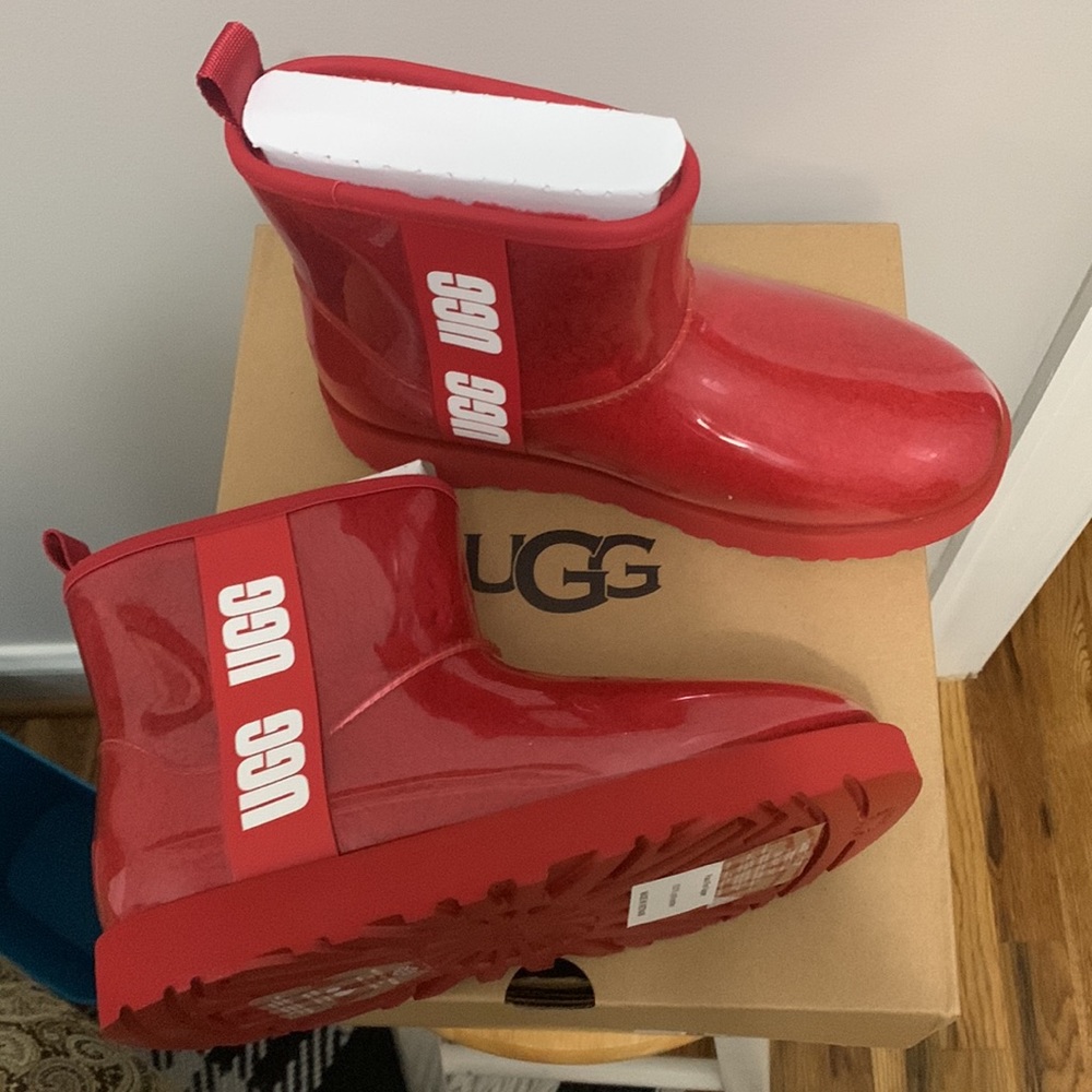 UGG Authentic Classic Clear Mini Waterproof Boots in RED ❤️ NEW size 9 - Picture 11 of 16